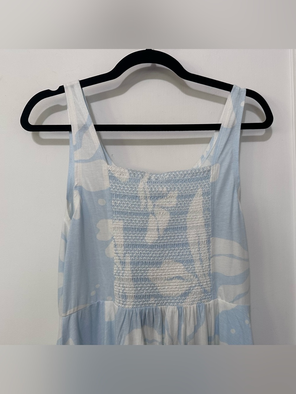 Happy Earth NWT Lily midi dress light blue/white floral print organic cotton -L - Picture 10 of 15